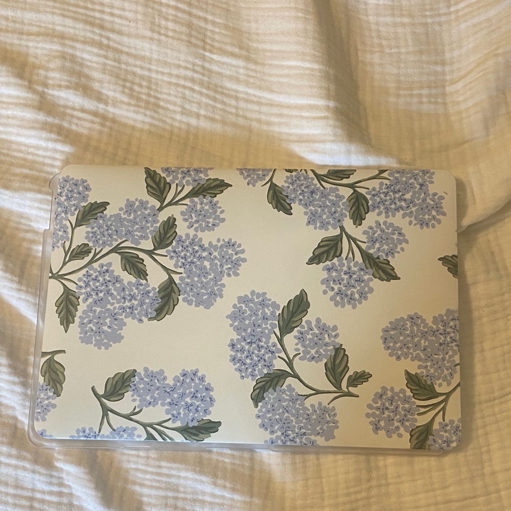 Floral Laptop Case with Purple and Green Design
